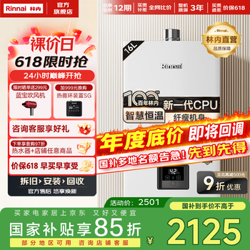 林内(Rinnai)【国家补贴立减15%】【小蛮腰】 燃气热水器天然气16升 恒温轻音 纤巧机身 16GD31 以旧换新 16L 【升级燃烧器 进口CPU】