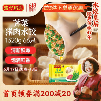 湾仔码头 荠菜猪肉水饺 66只 1.32kg
