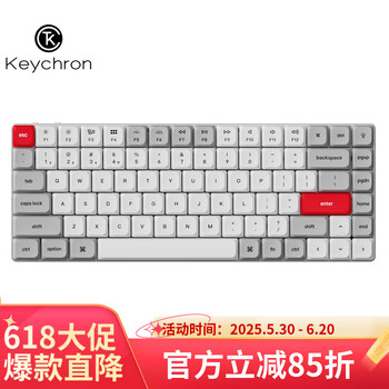 Keychron 渴创 K3Max 三模机械键盘 璞造键盘 QMK/VIA开源改键 附带内填充 轻薄机身 K3Max- 白光版红轴