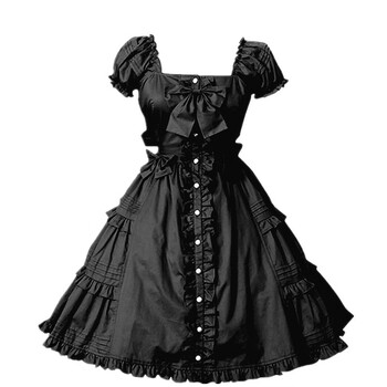 蝴蝶结洛丽塔萝莉日常lolita短袖少女童装洋装连衣裙原创正版 黑色 s