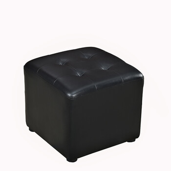 凳皮凳子换鞋凳真皮凳皮墩脚凳梳妆凳牛皮凳茶几凳方凳 宝马黑色方凳