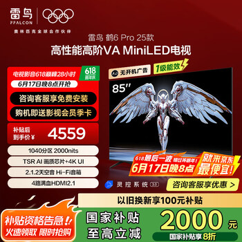 FFALCON雷鸟 家电国家补贴 85英寸 鹤6 PRO 25款  MiniLED 满血机芯 一级能效智能平板电视机 85英寸 无开机广告 85S595C Pro