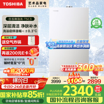 东芝(TOSHIBA)【白玉TSC3】16升燃气热水器 微泡洗热水器增压水伺服一级恒温下置风机 国家补贴立减15% 以旧换新