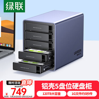 绿联 硬盘柜硬盘盒多盘位硬盘笼(无RAID阵列 带温控风扇)适用Macmini/2.5/3.5SATA串口机械固态硬盘