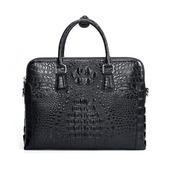 鳄鱼皮手提公文包大容量简约商务包电脑文件包单肩斜挎包青年皮包老板