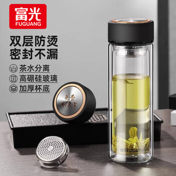 富光 双层玻璃水杯 420ml