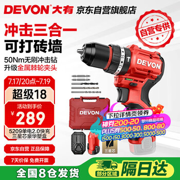大有(Devon)京东集采JC系列12V无刷冲击手电钻电动螺丝刀工具 5209自营专供S7