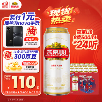 燕京啤酒 U8小度酒8度啤酒500ml*24听