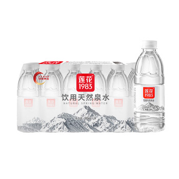 莲花1983天然泉水380ml*24瓶饮用水家庭泡茶水瓶装水整箱装