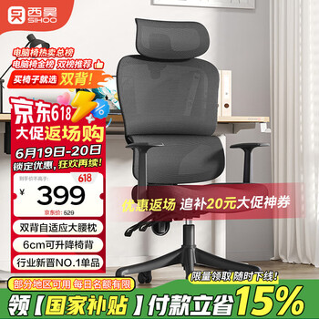 西昊 M56-101 人体工学电脑椅 黑色 固定扶手款