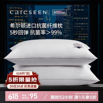 康尔馨希尔顿枕头 五星级酒店纤维枕芯 抗菌家用成人枕 单只 74*48cm