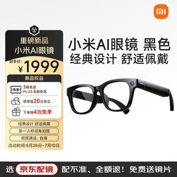 小米 Xiaomi AI眼镜 黑色 拍摄眼镜 无线智能眼镜 蓝牙语音通话眼镜 拍照翻译眼镜