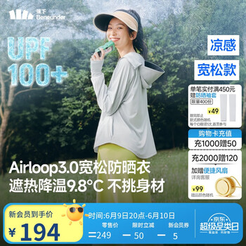 蕉下 防晒衣女宽松百搭防紫外线出行AL417浅炭灰均码 浅炭灰