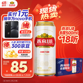 燕京啤酒 U8小度酒 500ml*18听