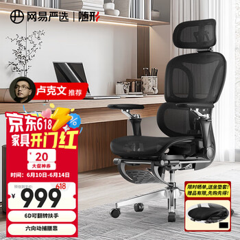 网易严选 S9 Max 人体工学电脑椅 黑色有搁脚