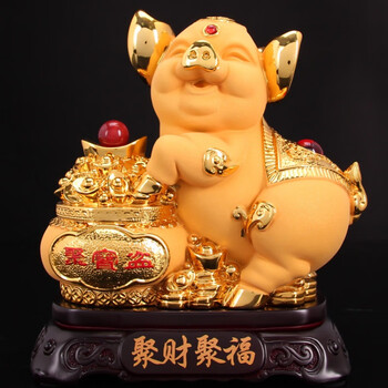 沙金猪摆件猪年礼物金猪摆件平安保险销公司年会酒会开门红礼品 长27