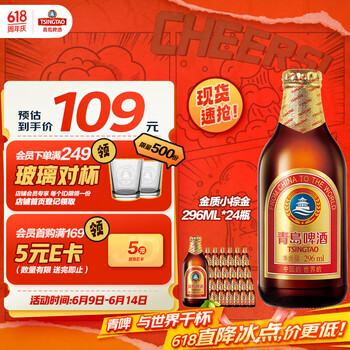 青岛啤酒 TSINGTAO 金质小棕金 296ml*24瓶