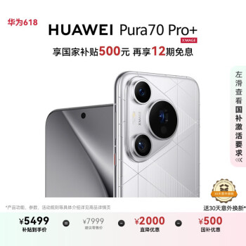 国家补贴：华为 HUAWEI Pura 70 Pro+ 手机 16GB+512GB 光织银