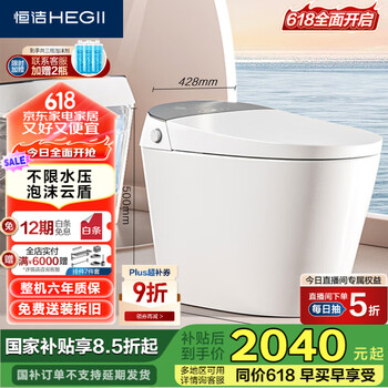 恒洁 智能马桶H35 不限水压带水箱泡沫盾智能坐便器HCE863A01-305