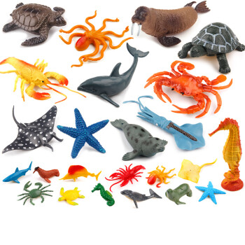 仿真海底海洋生物动物模型玩具大白鲨鱼螃蟹海龟海豚龙虾海豹鲨鱼12只大海洋 12只小海洋 图片价格品牌报价 京东
