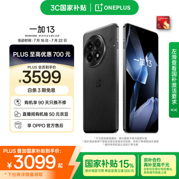 一加 13 12GB+256GB 黑曜秘境 国家补贴 高通骁龙®8至尊版 6000mAh 冰川电池 oppo智能AI游戏5G手机