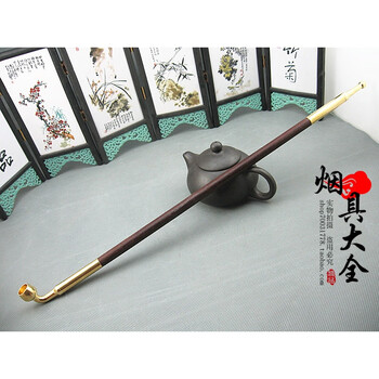 山枣木烟杆 烟袋锅旱烟袋 叶子烟斗旱烟杆 黄铜烟嘴烟丝斗一口香