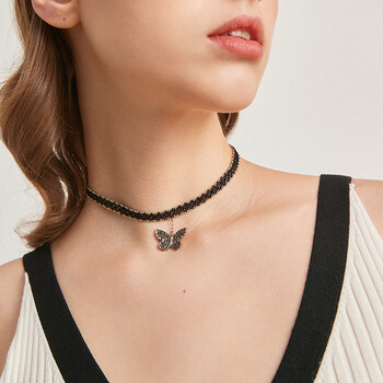 &项链女蝴蝶锁骨链项圈短款颈带吊坠脖子饰品 呓语蝴蝶颈链