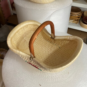 馒头筐柳编收纳筐箢子婚嫁仿古影视道具鸡蛋筐馒头筐斗 中号38*24*20