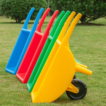 幼儿园翻斗独轮车儿童感统训练器材滚塑平衡手推车大号 红色