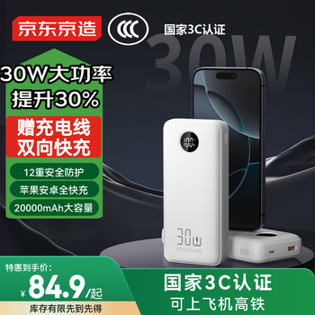 京东京造 JZ20 移动电源  20000mAh 30W