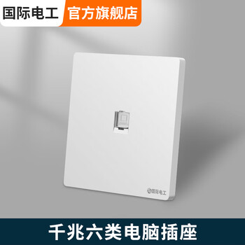 国际电工千兆宽带网络插座cat6六类水晶头网线面板电话电视超五类电脑插座 电脑【六类面板+模块】白色