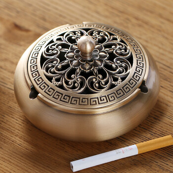 【新品】纯铜烟灰缸创意个性潮流家用客厅多功能复古高档卧室家居装饰