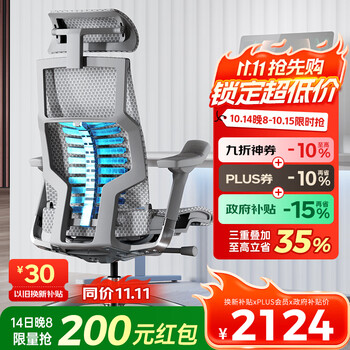 保友办公家具 保友Pofit 2代 智能人体工学椅 游戏电竞椅 银白美国网 整椅发货 送货上门