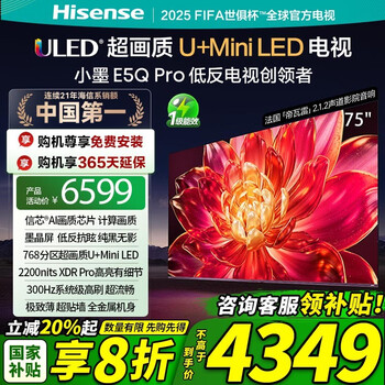 海信 Hisense 小墨系列 75E5Q-PRO 液晶电视 75英寸 4K（免费安装）