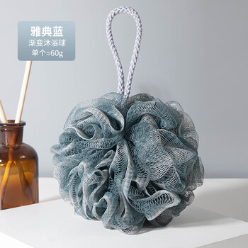夕纪沐浴球男用大号高档不散沐浴花男搓澡超柔软不伤肤洗澡起泡泡神器 雅典蓝（耐用加大60g） 无规格