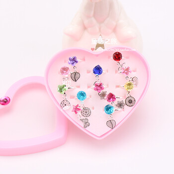 儿童宝宝女童小公主首饰品奖品礼品赠品玩具卡通塑料圈小戒指 镶钻b款