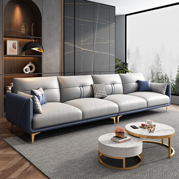 香格世家 沙发 轻奢现代科技布沙发小户型意式极简直排布艺沙发客厅家具 2.3米-三人位+脚踏 【升级猫抓布】高密度海绵版