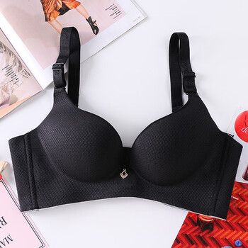 向太太无钢圈内衣官方小胸调整聚拢性感厚款款文胸 黑色 32b/70b