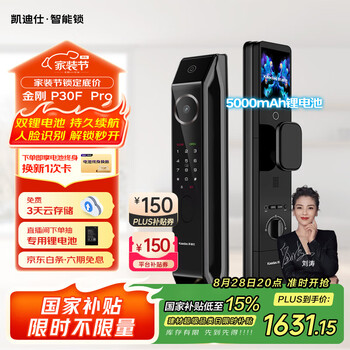 凯迪仕(kaadas)智能锁人脸识别指纹锁 可视猫眼全自动智能门锁 金刚P30F Pro