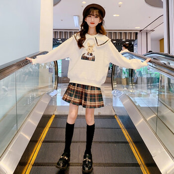 童装女童套装秋新款2022洋气学院风jk裙儿童套装中大童秋季卫衣两件