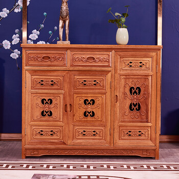 木鞋柜中式明清储物柜菠萝格实木鞋柜家具 二门鞋柜,本色 整装