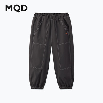 马骑顿（MQD）男童秋新款户外工装裤露营登山束脚裤简约亲肤休闲裤 碳黑 160