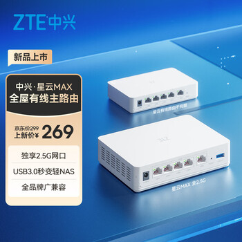 中兴（ZTE）星云晴天全2.5G主路由 有线无线 全屋无死角 AC+AP穿墙王 监控网络分流器交换机 网线分线器