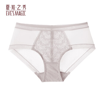 夏娃之秀内裤女纯色轻薄款透气舒适性感中腰裸感女生三角短裤衩 雪纺灰 (K9109) M