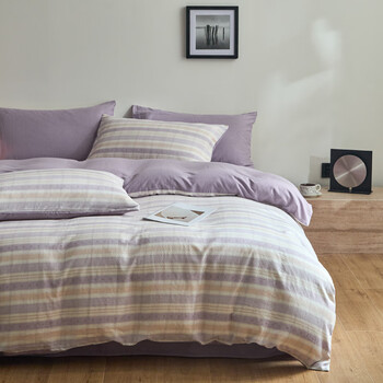 AIDLI床上四件套A类全棉双层纱纯棉新疆棉被套床单被罩双人套件 D华夫生活 1.5/1.8m床 床单款 被套200*230cm