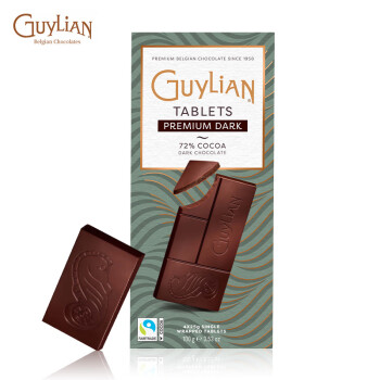 吉利莲比利时进口排块巧克力零食生日礼物女72%黑巧克力100g4片装