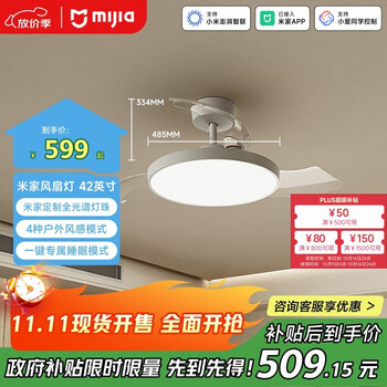 米家 MIJIA 9290041667 风扇灯 95W 白色 42英寸