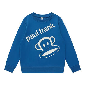 大嘴猴(paul frank)童装儿童卫衣2025秋冬款男女童宽松舒适休闲中大童圆领运动外套 509F蓝色 120