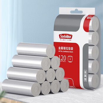 SODOLIKE 尚岛宜家 平口垃圾袋 120只（45*55cm） 金属银