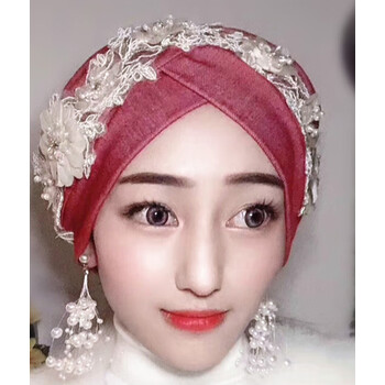 回族帽子穆斯林头巾写真包头帽复古时尚女帽摄影写真亚斯米尼盖头 亚
